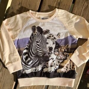MOLO SZ 92 / 2Y NWOT CREAM w/ zebra dog animal print soft pullover sweatshirt